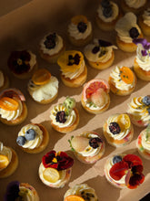Load image into Gallery viewer, Mini cakes topped with fruit and florals
