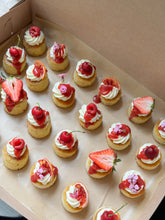 Load image into Gallery viewer, Mini cakes topped with fruit and florals
